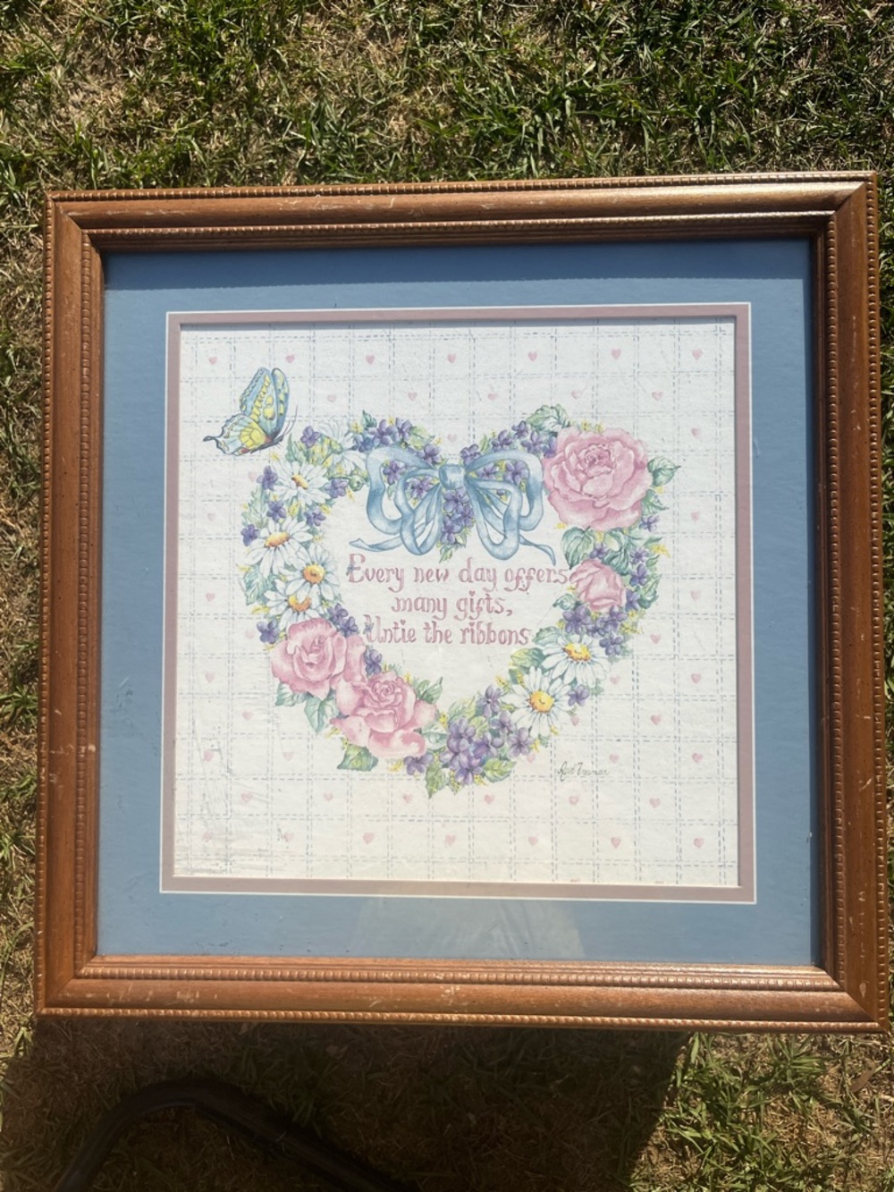 Floral Heart  “Untie the Ribbon” signed Wall Art